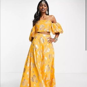 ASOS DESIGN floral jacquard lehenga